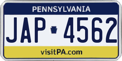 PA license plate JAP4562