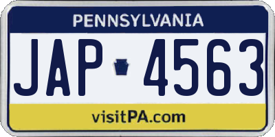 PA license plate JAP4563
