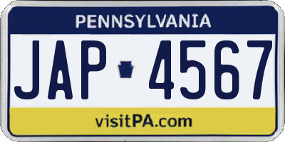 PA license plate JAP4567