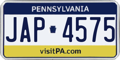 PA license plate JAP4575