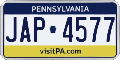 PA license plate JAP4577