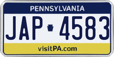 PA license plate JAP4583