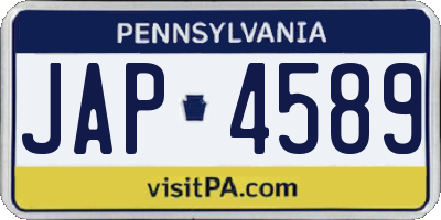 PA license plate JAP4589