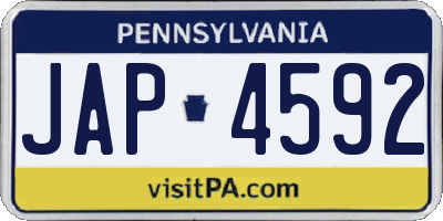 PA license plate JAP4592