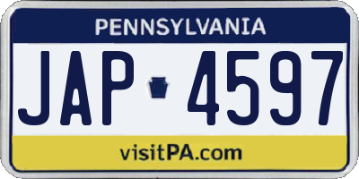 PA license plate JAP4597