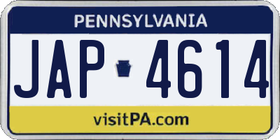 PA license plate JAP4614