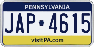 PA license plate JAP4615