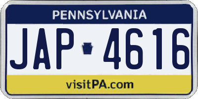 PA license plate JAP4616