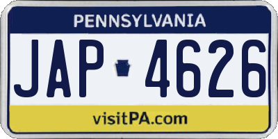 PA license plate JAP4626