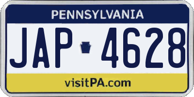 PA license plate JAP4628