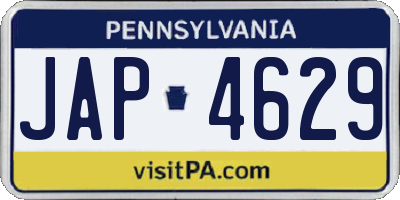 PA license plate JAP4629
