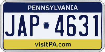 PA license plate JAP4631