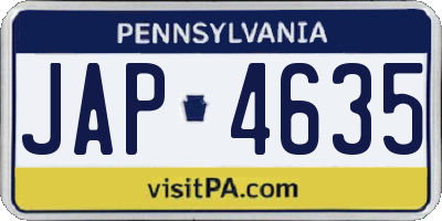 PA license plate JAP4635