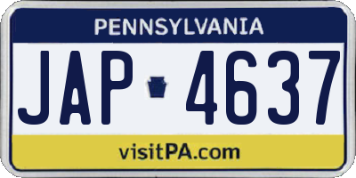 PA license plate JAP4637