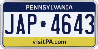 PA license plate JAP4643
