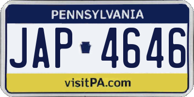 PA license plate JAP4646