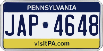 PA license plate JAP4648