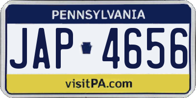 PA license plate JAP4656