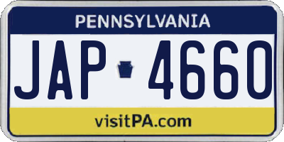 PA license plate JAP4660