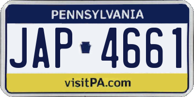 PA license plate JAP4661