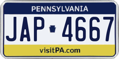 PA license plate JAP4667