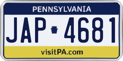 PA license plate JAP4681