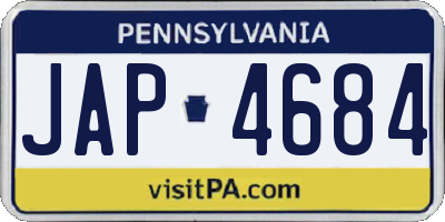 PA license plate JAP4684