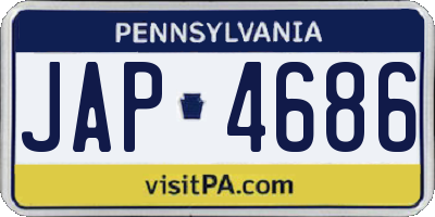 PA license plate JAP4686