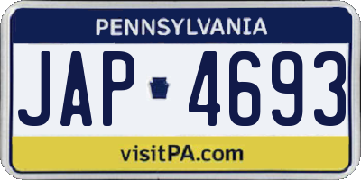 PA license plate JAP4693