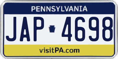 PA license plate JAP4698