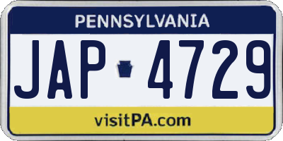 PA license plate JAP4729