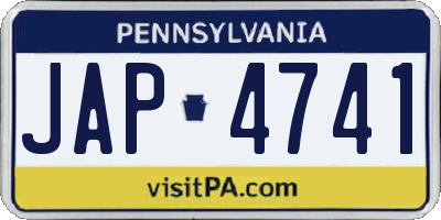 PA license plate JAP4741