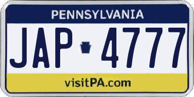 PA license plate JAP4777