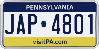 PA license plate JAP4801