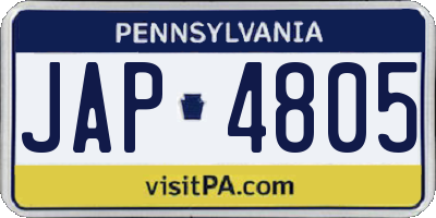 PA license plate JAP4805