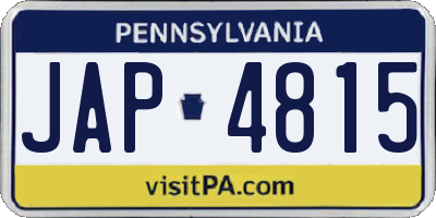 PA license plate JAP4815
