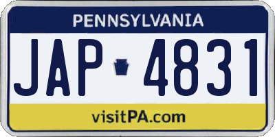 PA license plate JAP4831