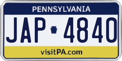 PA license plate JAP4840