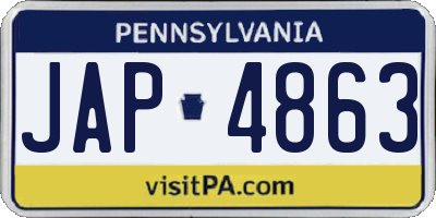 PA license plate JAP4863