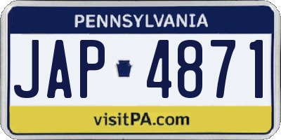 PA license plate JAP4871