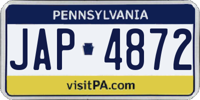 PA license plate JAP4872