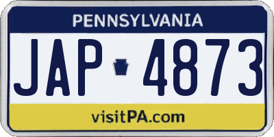 PA license plate JAP4873