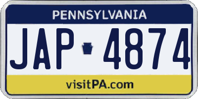 PA license plate JAP4874