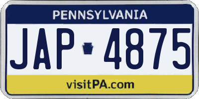 PA license plate JAP4875