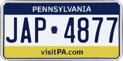 PA license plate JAP4877