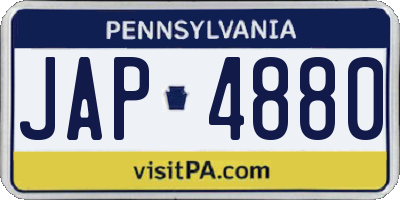PA license plate JAP4880