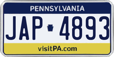 PA license plate JAP4893