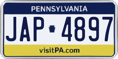 PA license plate JAP4897