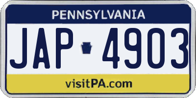 PA license plate JAP4903