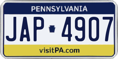 PA license plate JAP4907